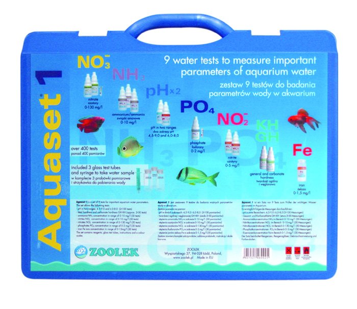 Zoolek Aquaset 1 Basic zestaw 9 testów kropelkowych do akwarium – w walizce