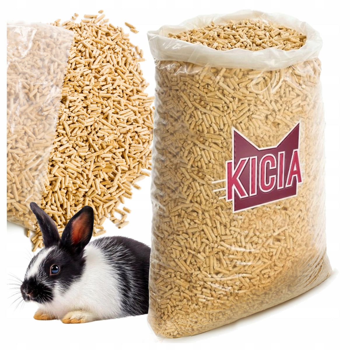 KICIA Żwirek drewniany sosnowy 25 l – pellet 6 mm dla kota, królika i gryzoni