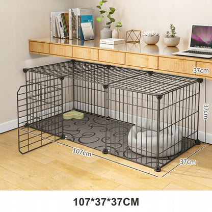 Kojec dla królika i świnki morskiej z matą podłogową 107 × 37 × 37 cm, modułowy – czarny