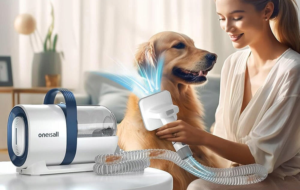 Zestaw do pielęgnacji psa i kota 7w1 z odkurzaczem 300 W – maszynka, trymer, szlifierka