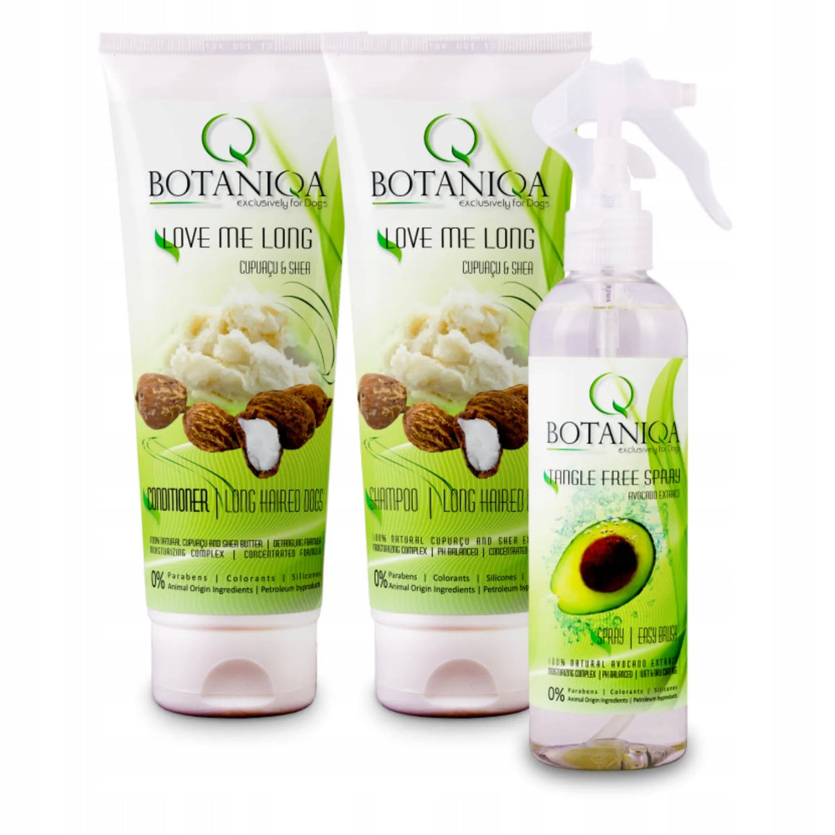 Botaniqa zestaw kosmetyków dla psów długowłosych – szampon, odżywka i spray 250 ml