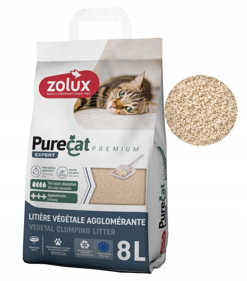 Zolux Purecat Premium żwirek kukurydziany zbrylający dla kota 2 x 8 l – bezpyłowy