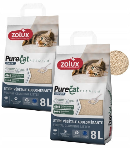 Zolux Purecat Premium żwirek kukurydziany zbrylający dla kota 2 x 8 l – bezpyłowy