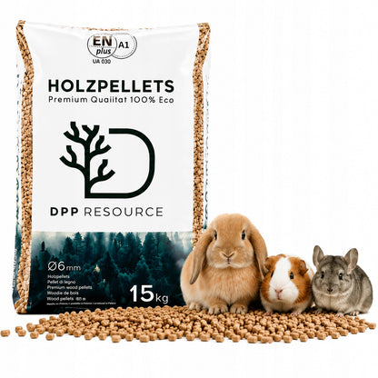 DPP Resource żwirek drewniany pellet 15 kg dla kota, królika i gryzoni – sosnowy, 6 mm
