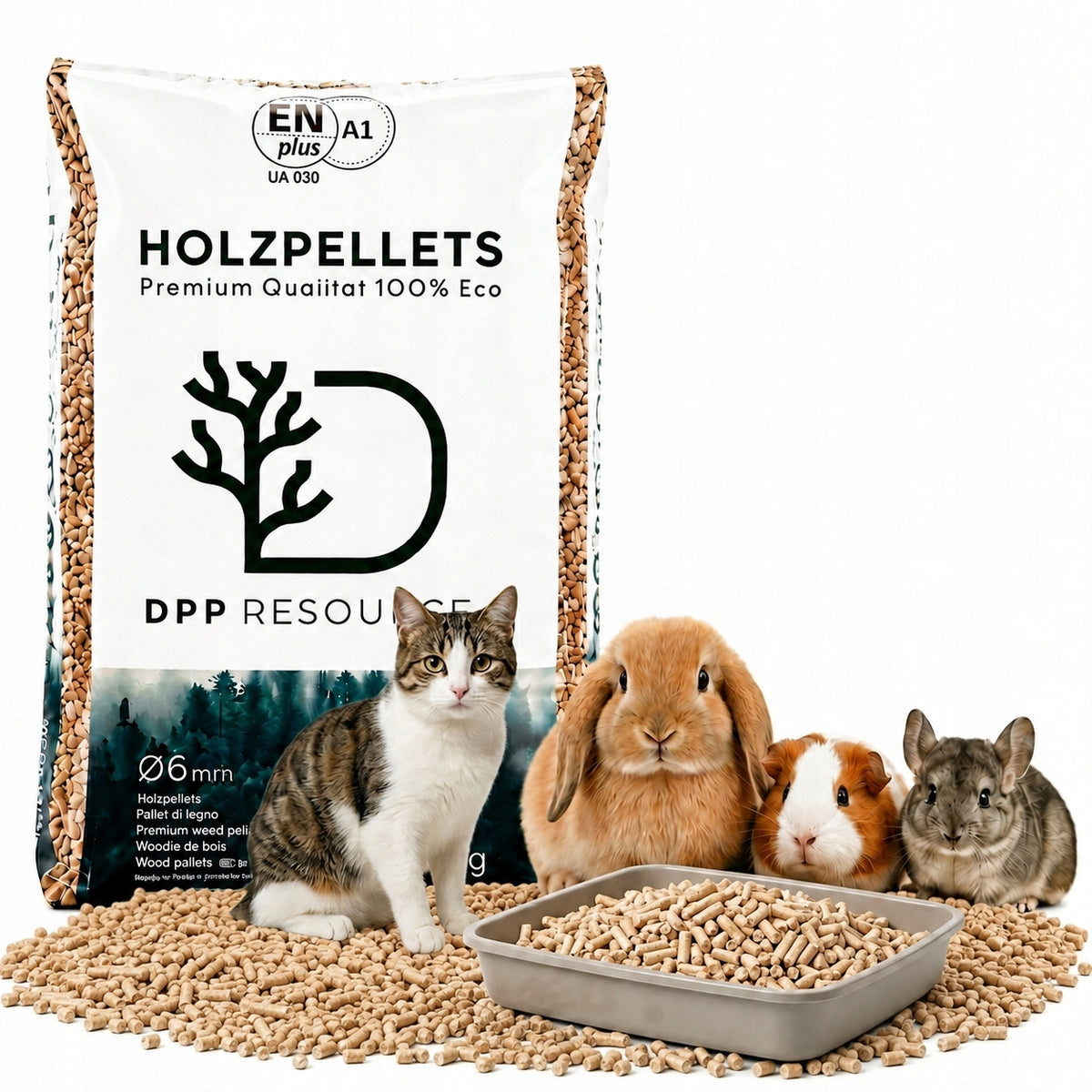 DPP Resource żwirek drewniany pellet 15 kg dla kota, królika i gryzoni – sosnowy, 6 mm