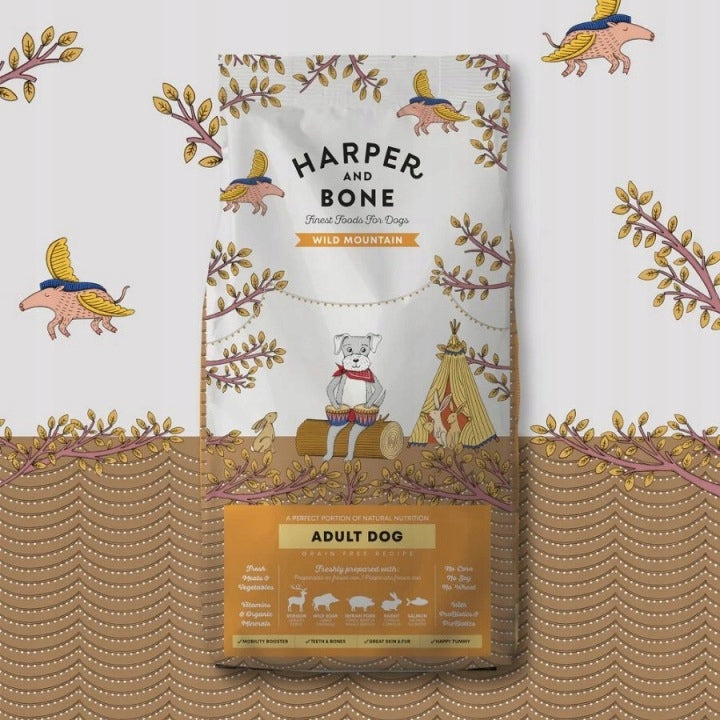 HARPER & BONE karma sucha dla psa bezzbożowa 12 kg, 51% mięsa – wieprzowina z dzikiem