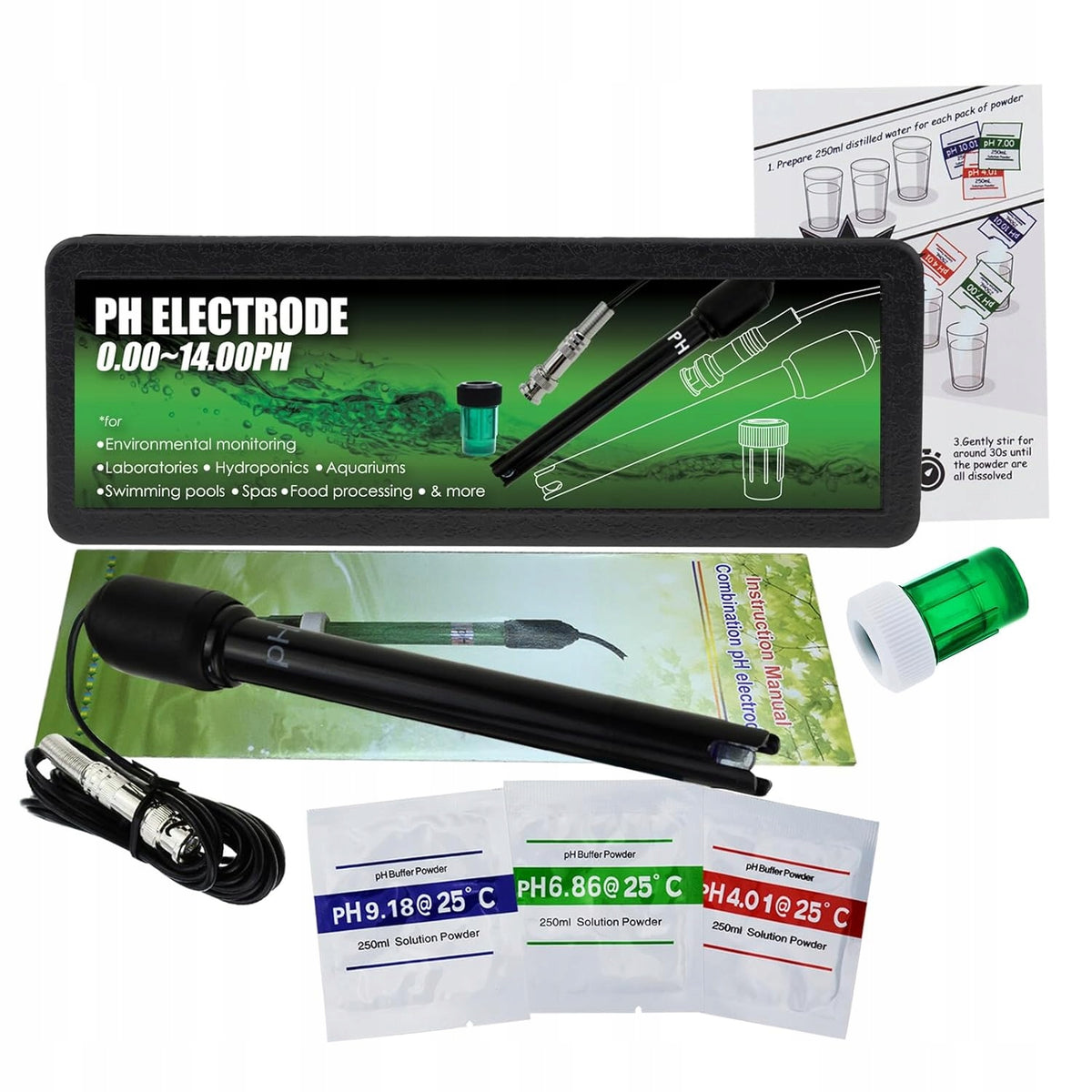 Elektroda pH 0–14 ze złączem BNC i kablem 300 cm – zamienna sonda do akwarium
