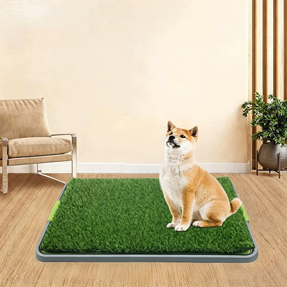 Toaleta dla psa ze sztuczną trawą 68 x 42,5 cm – kuweta z 2 matami, dla psów do 7 kg