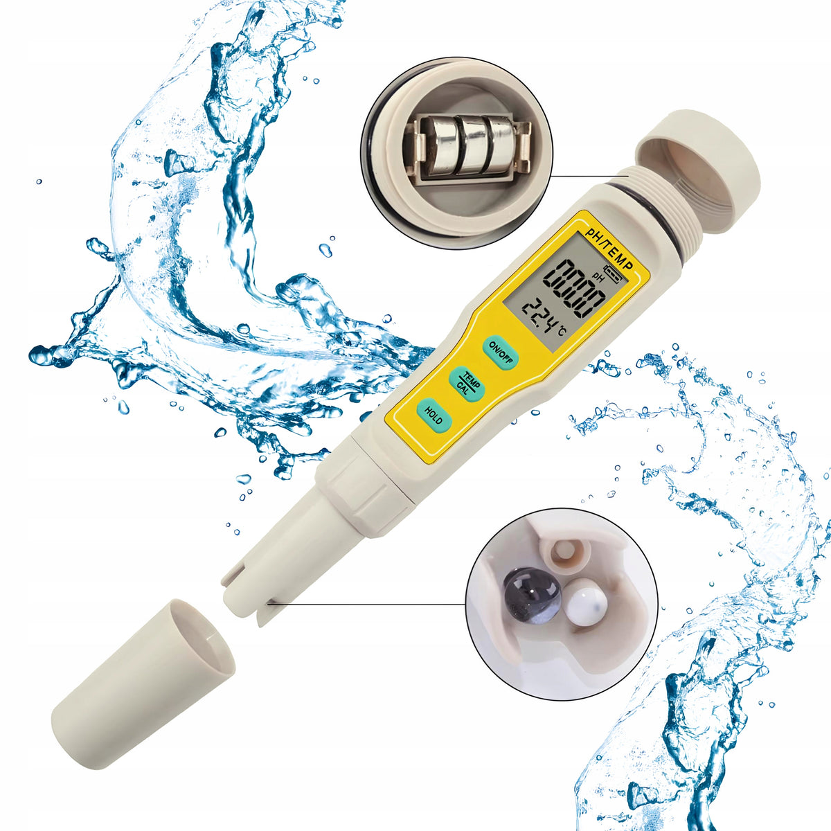 Renew Force Elektroniczny miernik pH wody 2w1 z pomiarem temperatury i ATC – do akwarium