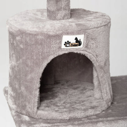 Mr. Pretzel Drapak dla kota Ocelot 141 cm z domkiem i platformą, sizal i plusz – szary