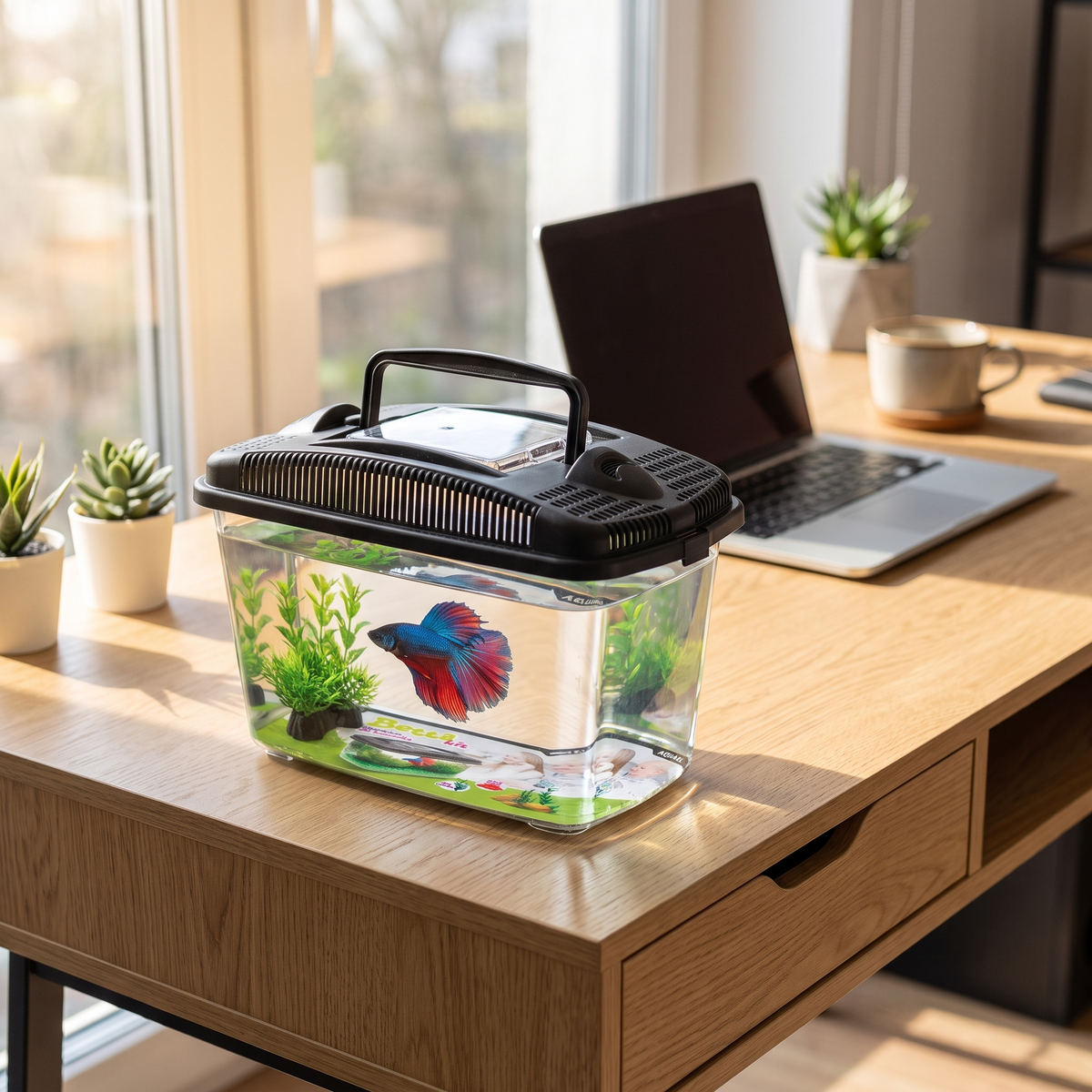 Aquael Betta Kit akwarium dla bojownika 3 l z pokrywą i klapką do karmienia – plastikowe