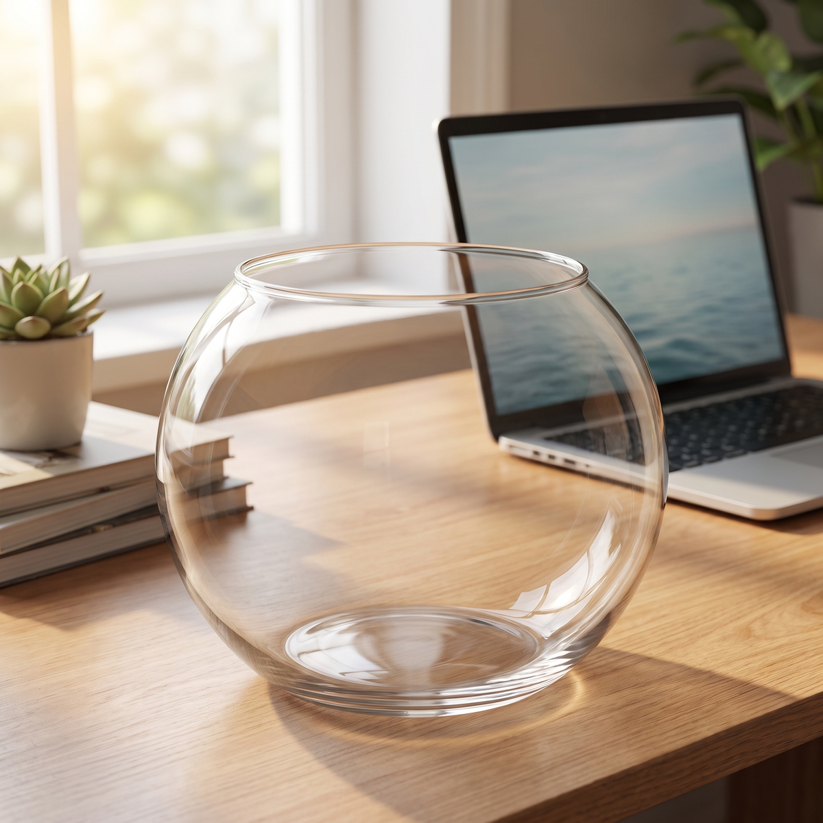 Happet Akwarium kula szklana 4 l – mini akwarium dla ryb na biurko, wysokość 15 cm