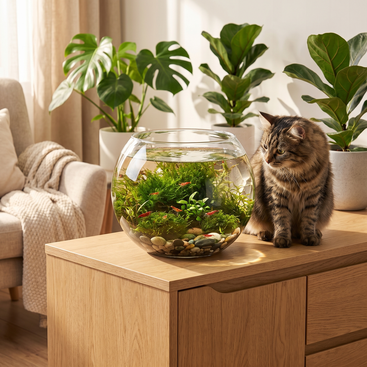 INVITAL Kula akwariowa 28 cm 11 l ze szkła ręcznie dmuchanego – do krewetek i mossarium