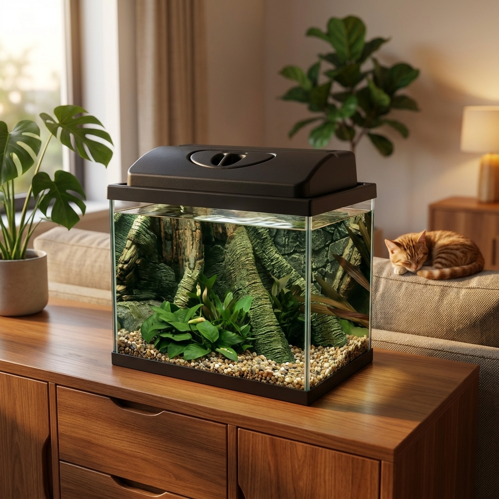 Wiwal Zestaw akwarium 25 l prostokątne 40x25x25 cm z filtrem, pokrywą i oświetleniem