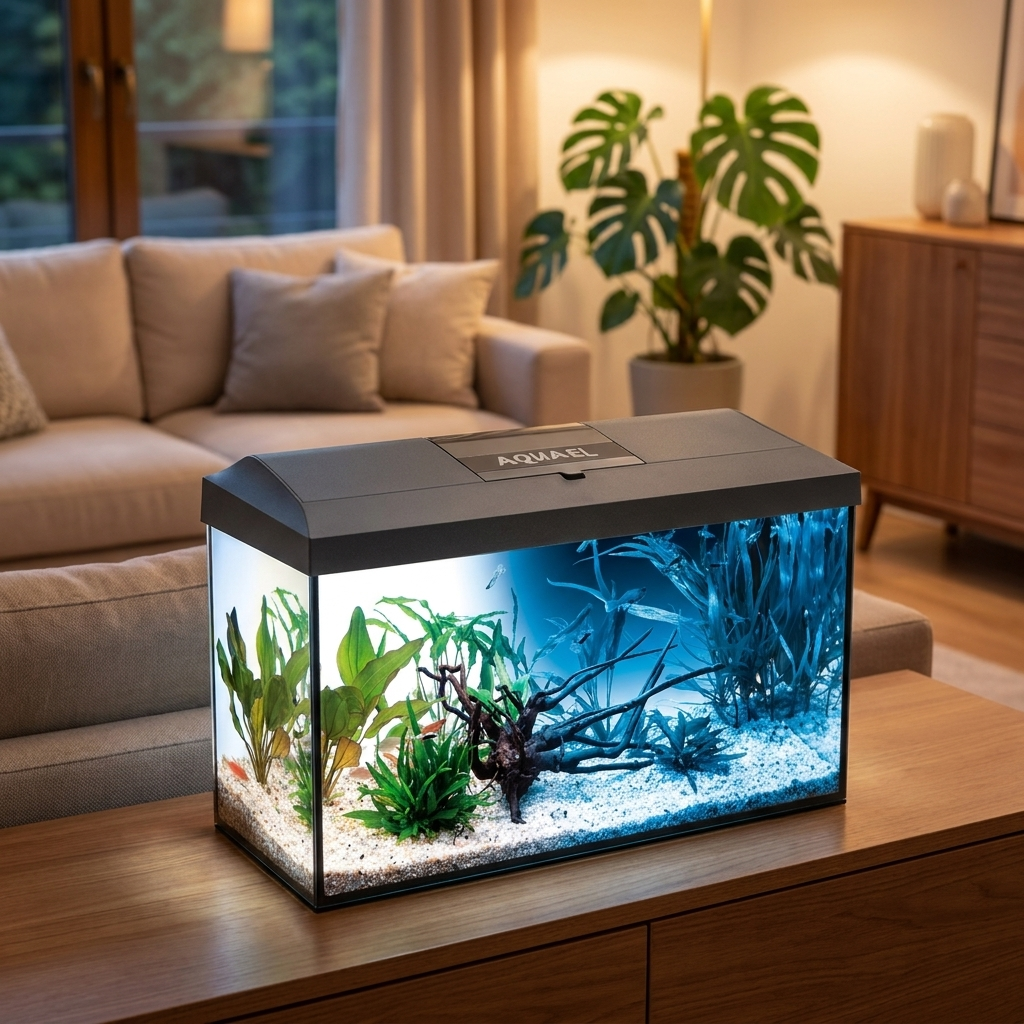 Wiwal akwarium 105 l 75x35x40 cm z pokrywą Aquael Leddy LED dzień/noc – czarna pokrywa