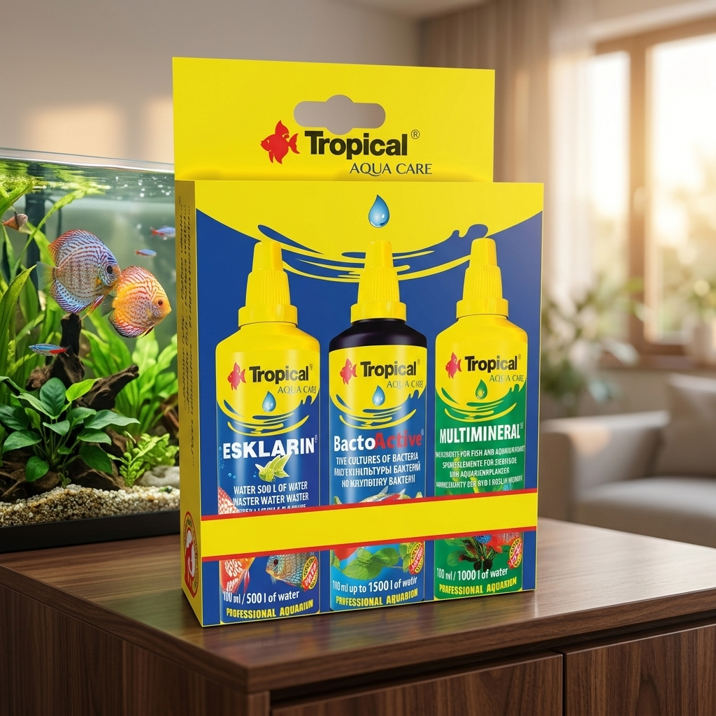 Tropical zestaw preparatów do akwarium 3x100 ml – Esklarin, Bacto-Active, Multimineral