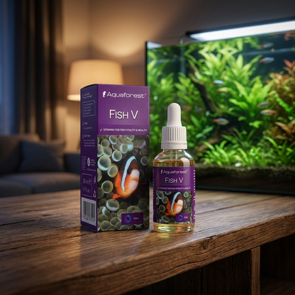 Aquaforest Fish V witaminy dla ryb 50 ml – multiwitamina w kroplach do pokarmu mrożonego