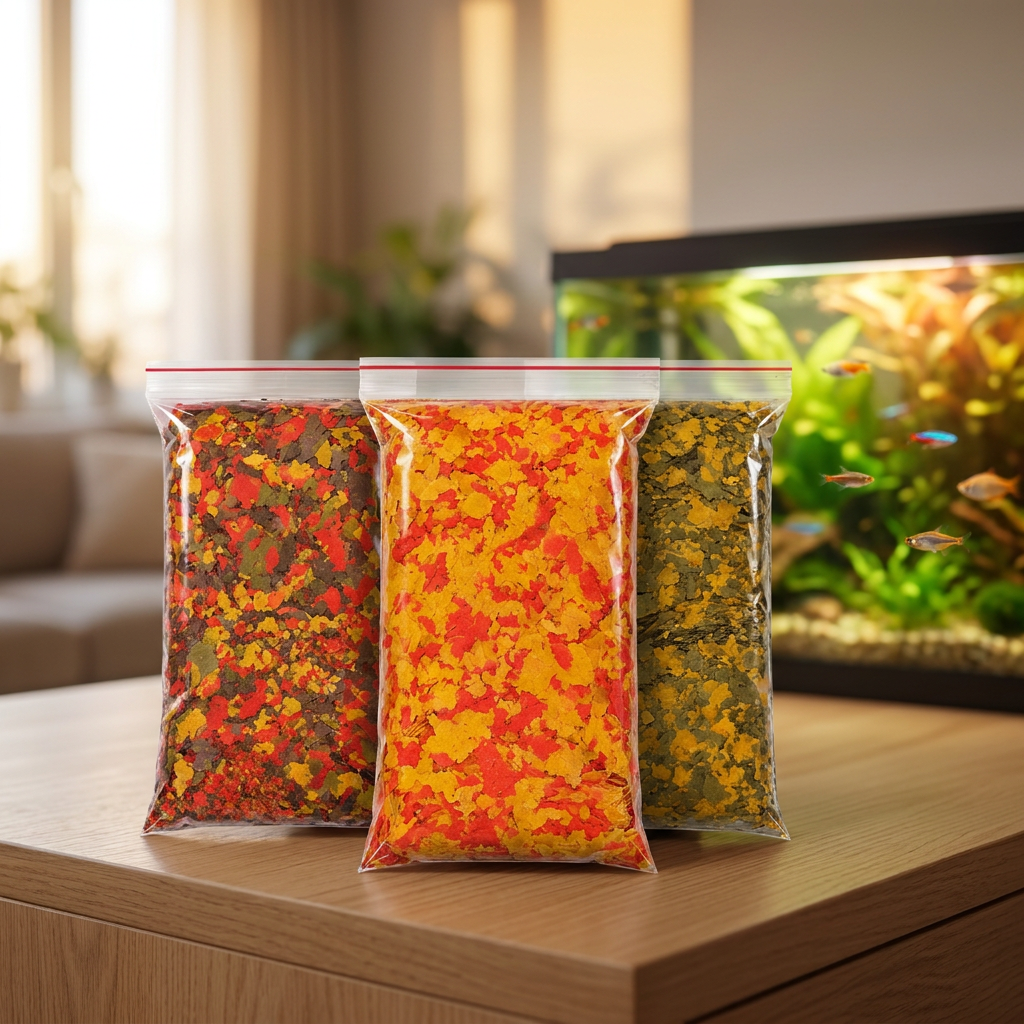 Glopex pokarm dla ryb w płatkach 3 x 200 g – zestaw Basic, Eigelb i Vegetal Mix