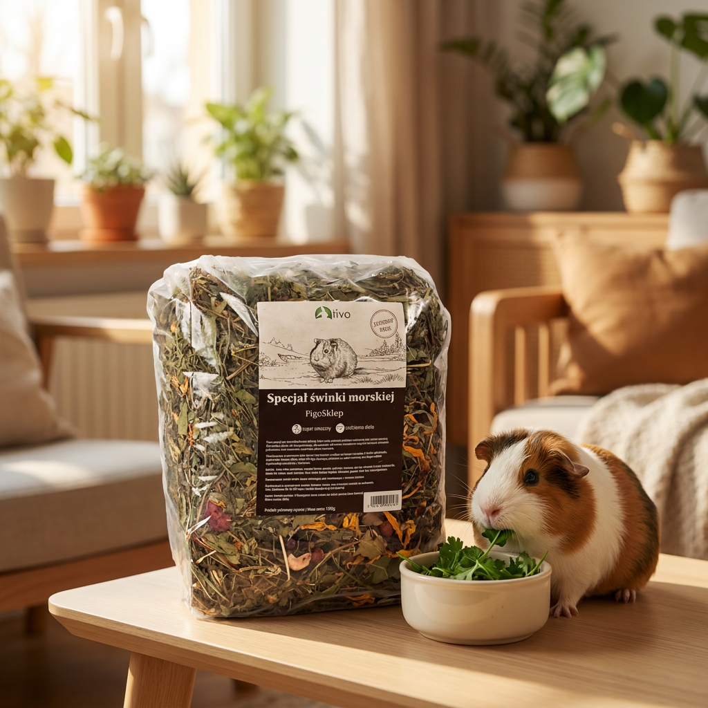 TIVO Karma ziołowa dla świnki morskiej 1 kg – bezzbożowa, bez cukru, z witaminą C