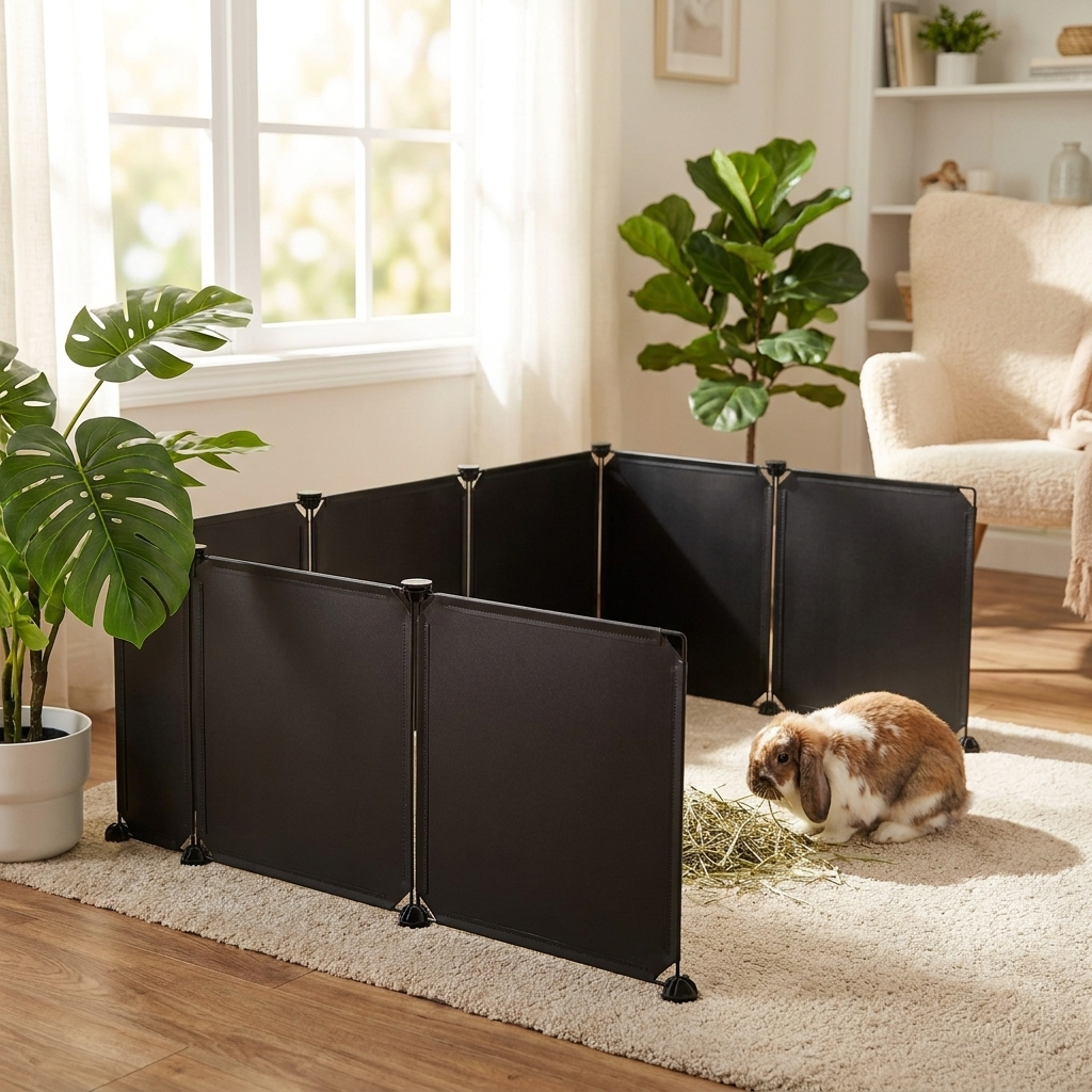 KERBL Panele do kojca dla królika 35 × 35 cm – zestaw 6 szt. z łącznikami, czarne