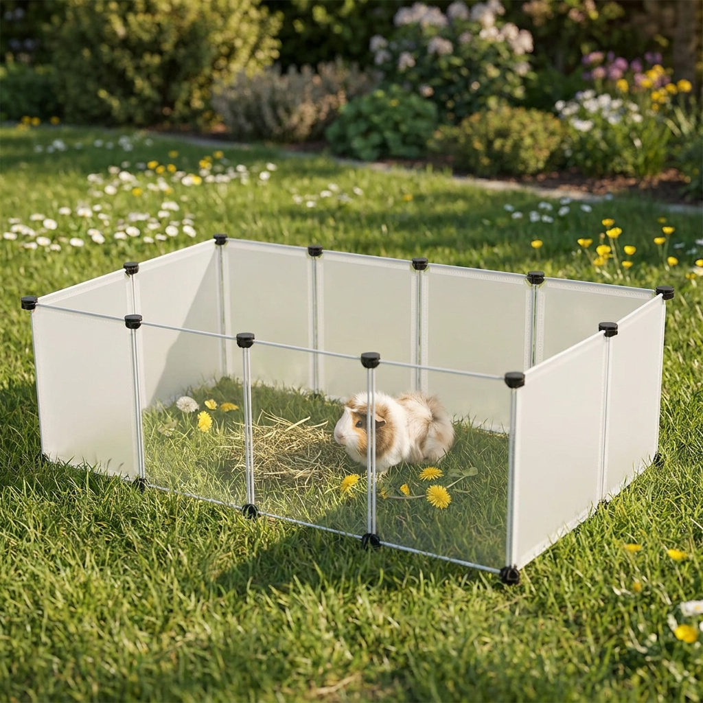 NUXIE Kojec modułowy dla królika 125 x 63 cm – składany wybieg ze stali, 12 przęseł
