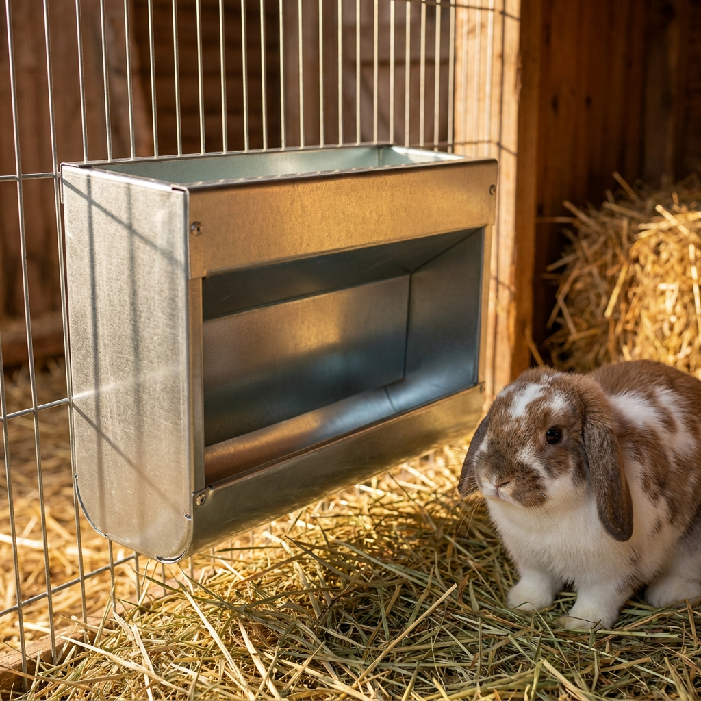 Akna Karmidło zasypowe dla królików S30 – paśnik z blachy ocynkowanej, ok. 3,5 kg
