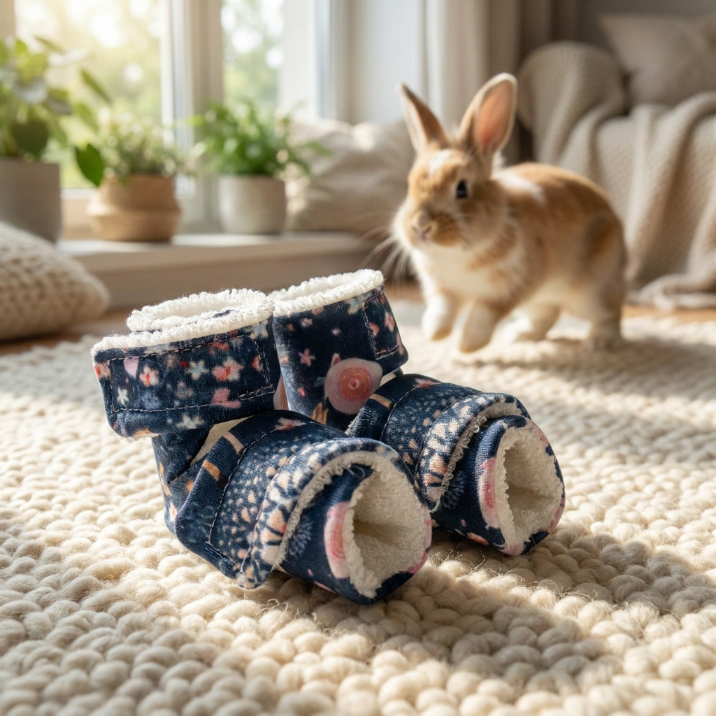 Buciki na odgniotki dla królików z wodoodpornego PUL i bambusowej frotte – para, rozmiary S–XL