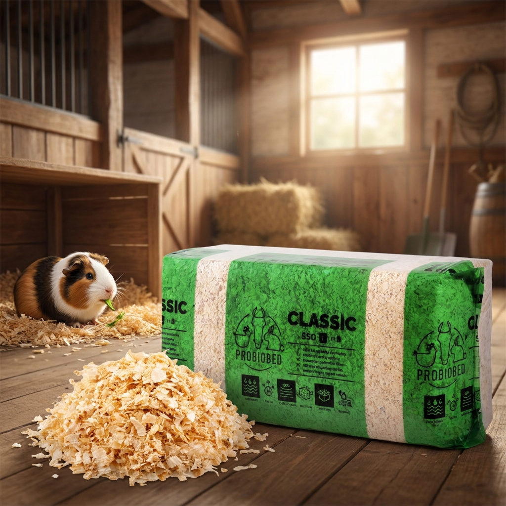 ProBioBED Classic trociny odpylone 550 l 15 kg – ściółka ze świerku dla koni i gryzoni