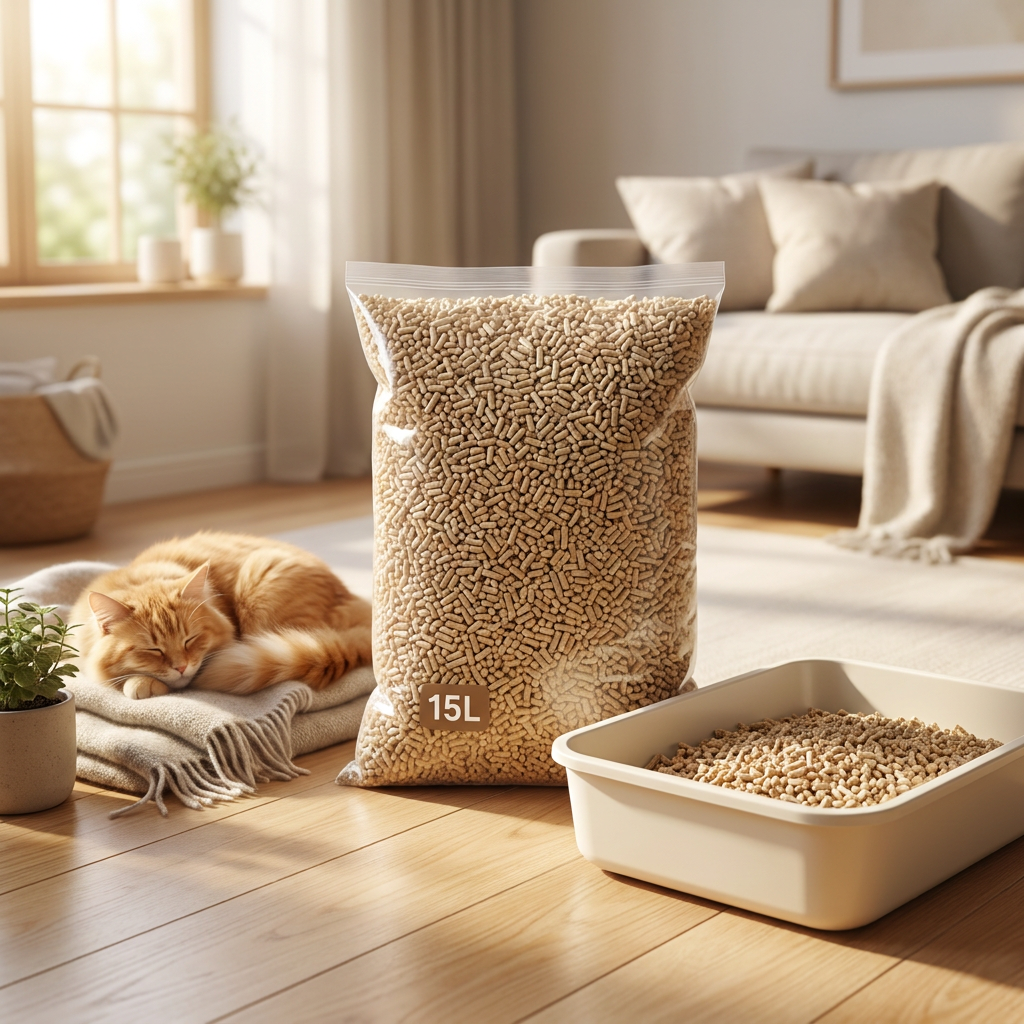 Żwirek drewniany pellet 15 l do kuwety – ekologiczny, niezbrylający, dla kota i gryzoni