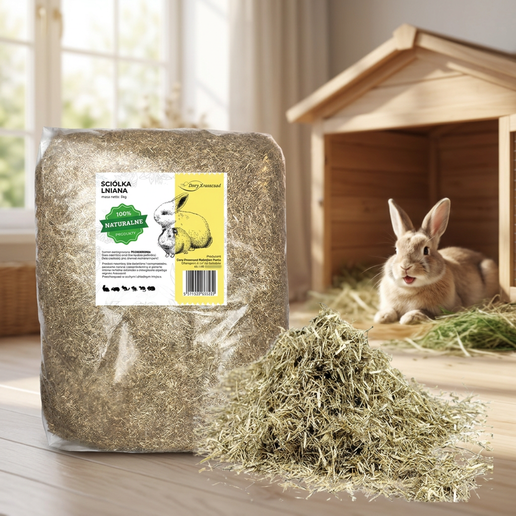 Ściółka lniana dla gryzoni i królików 30 l, 3 kg – naturalna, odpylona, biodegradowalna