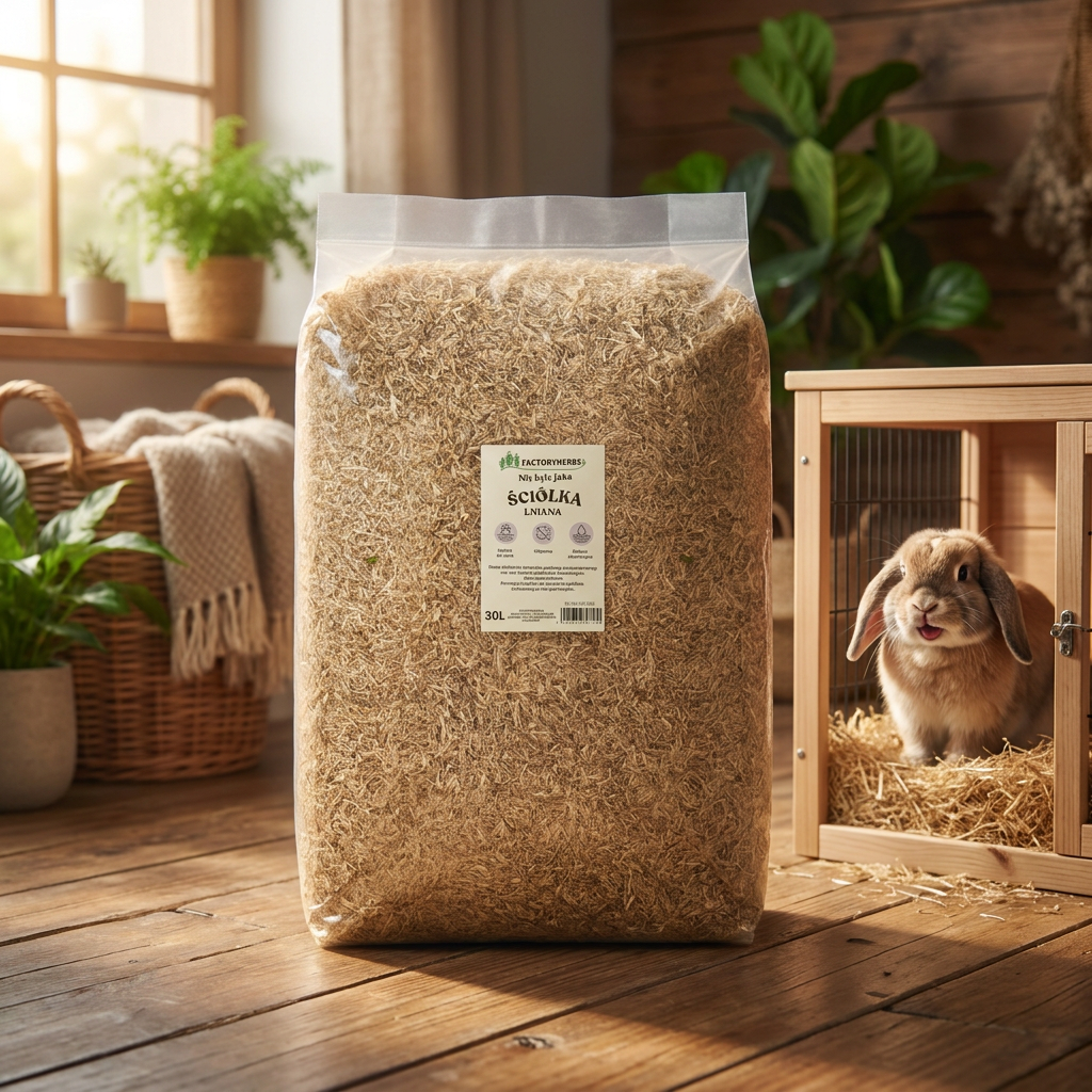 Factoryherbs Ściółka lniana dla królików i gryzoni 30 l – bezpyłowa, chłonna, ekologiczna