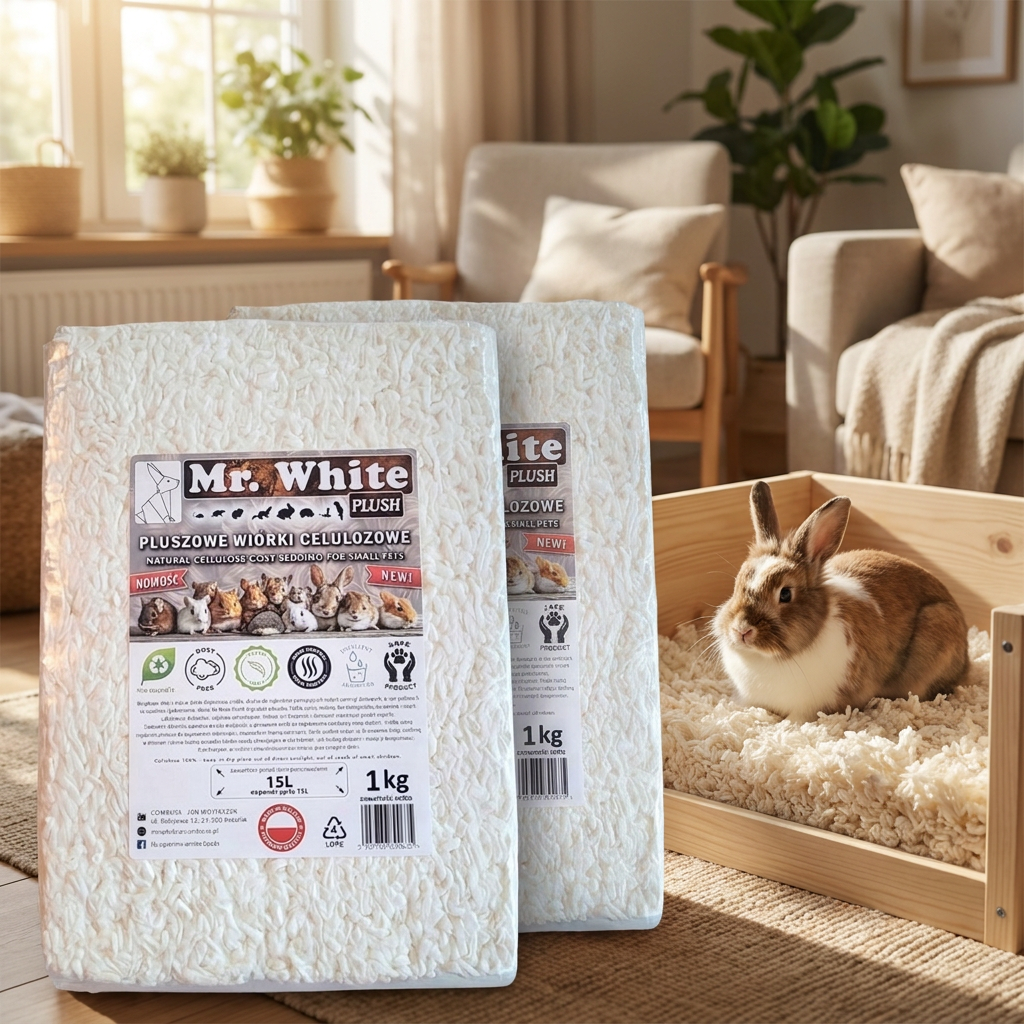 Mr. White Ściółka dla gryzoni z celulozy 2 x 1 kg – pluszowe wiórki bezpyłowe, 15 l