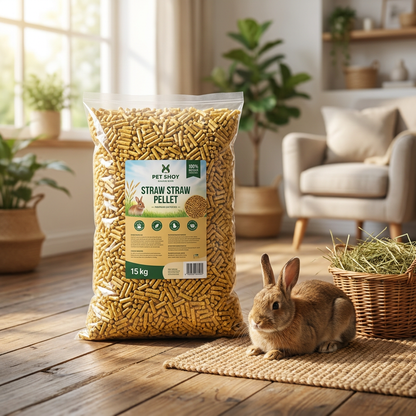 MRUCZKA Podłoże słomiane pellet 40 l 15 kg dla gryzoni i królików – bezpyłowe, ekologiczne