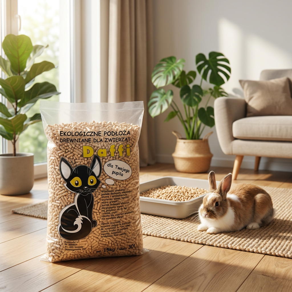 Daffi Żwirek drewniany pellet 15 kg / 30 l – ekologiczne podłoże dla gryzoni, królików i kotów