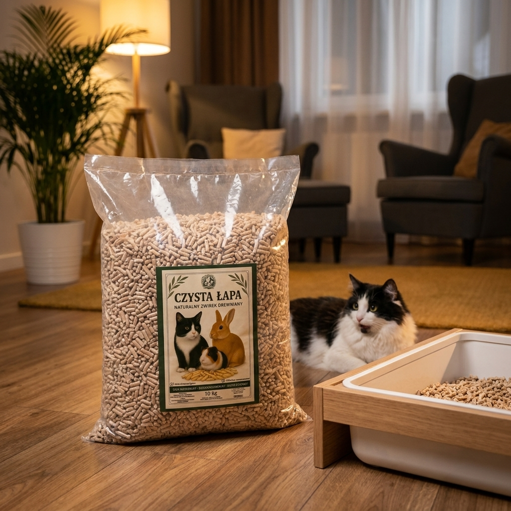Żwirek drewniany pellet 10 kg dla kota, królika i gryzoni – naturalny, bez chemii