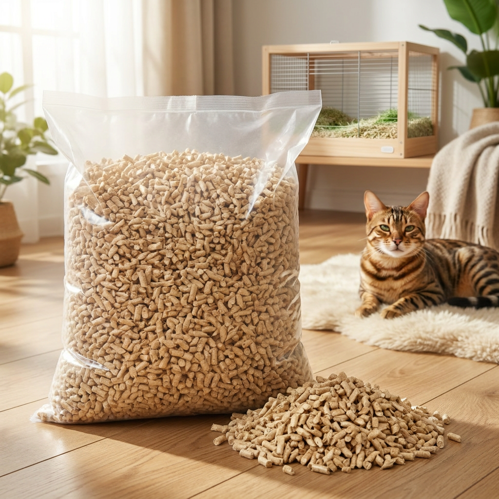 Żwirek drewniany pellet 15 kg dla kota, gryzoni i królika – niezbrylający, sosnowy