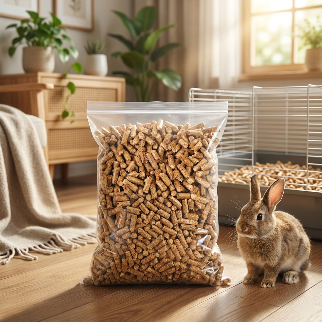 Żwirek drewniany pellet sosnowy 15 kg dla królika, gryzoni i kota – bezpyłowy
