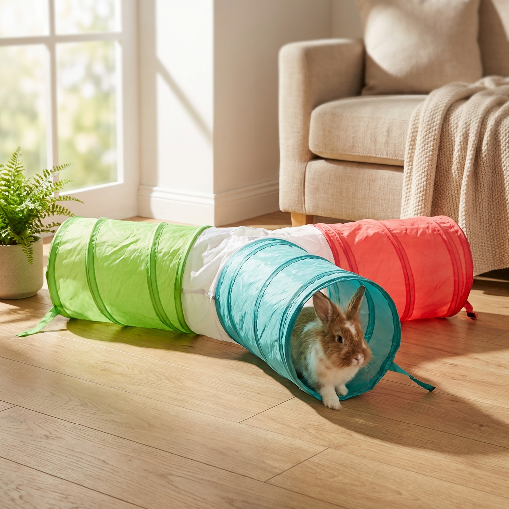 Trixie Tunel dla królika potrójny, nylonowy, 3 części ⌀18 cm x 47 cm – ze sprężynami