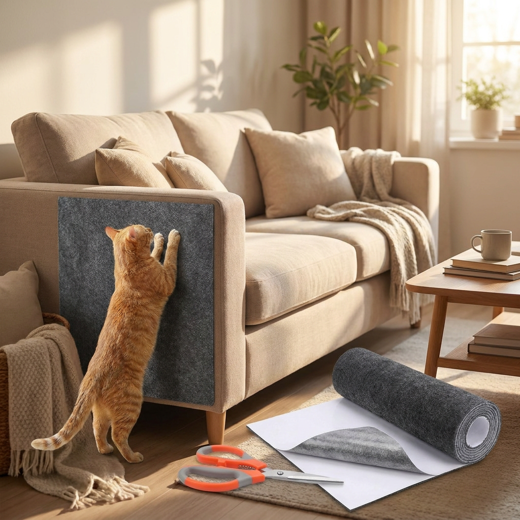 KITTY Mata do drapania dla kota 200 x 40 cm samoprzylepna, filcowa, do przycięcia – szara