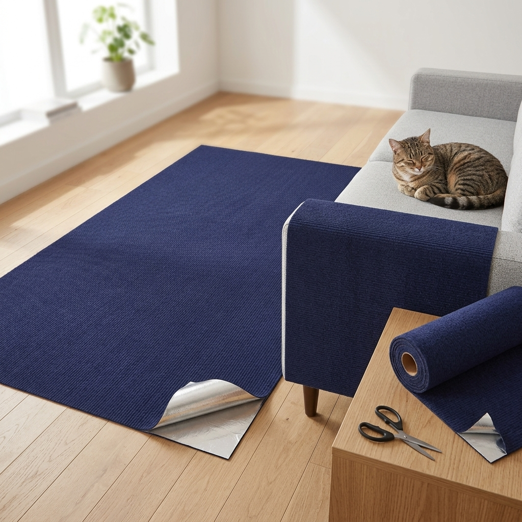 Samoprzylepna mata do drapania dla kota 100 × 60 cm – ochrona kanapy i mebli, niebieska
