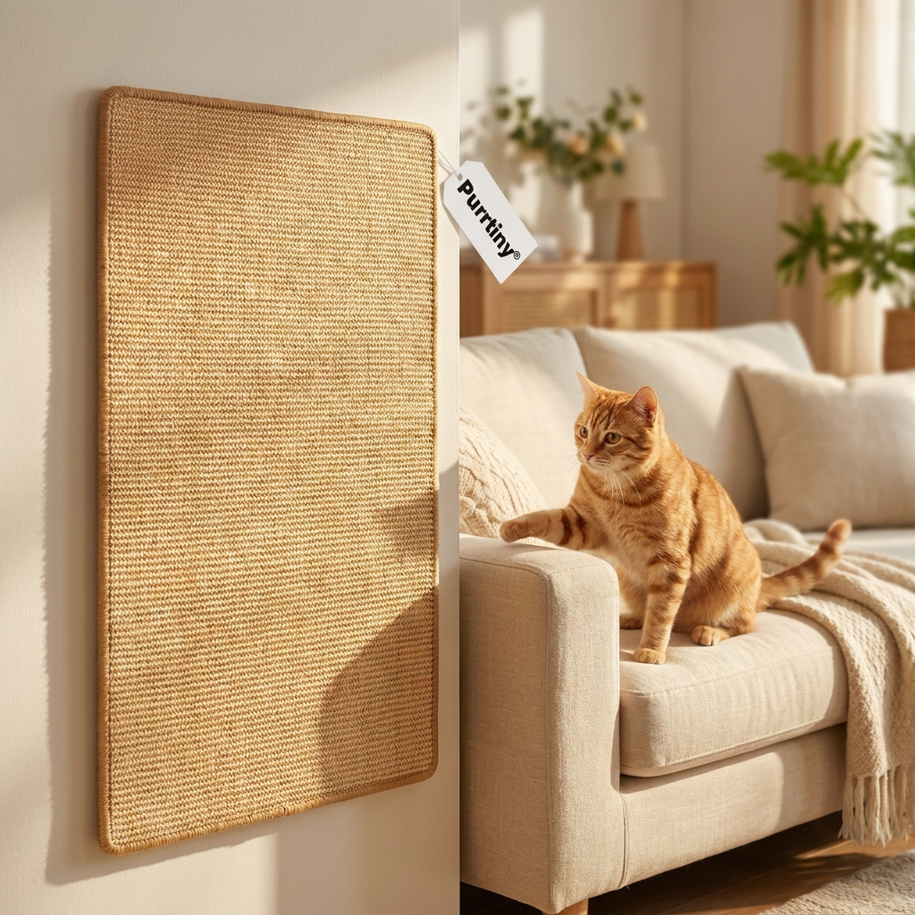 Purrtiny Mata sizalowa do drapania dla kota 60x30 cm na kanapę i ścianę – beżowa