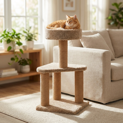 Amazon Basics drapak dla kota 80 cm z dwiema platformami i słupkami z sizalu – beżowy