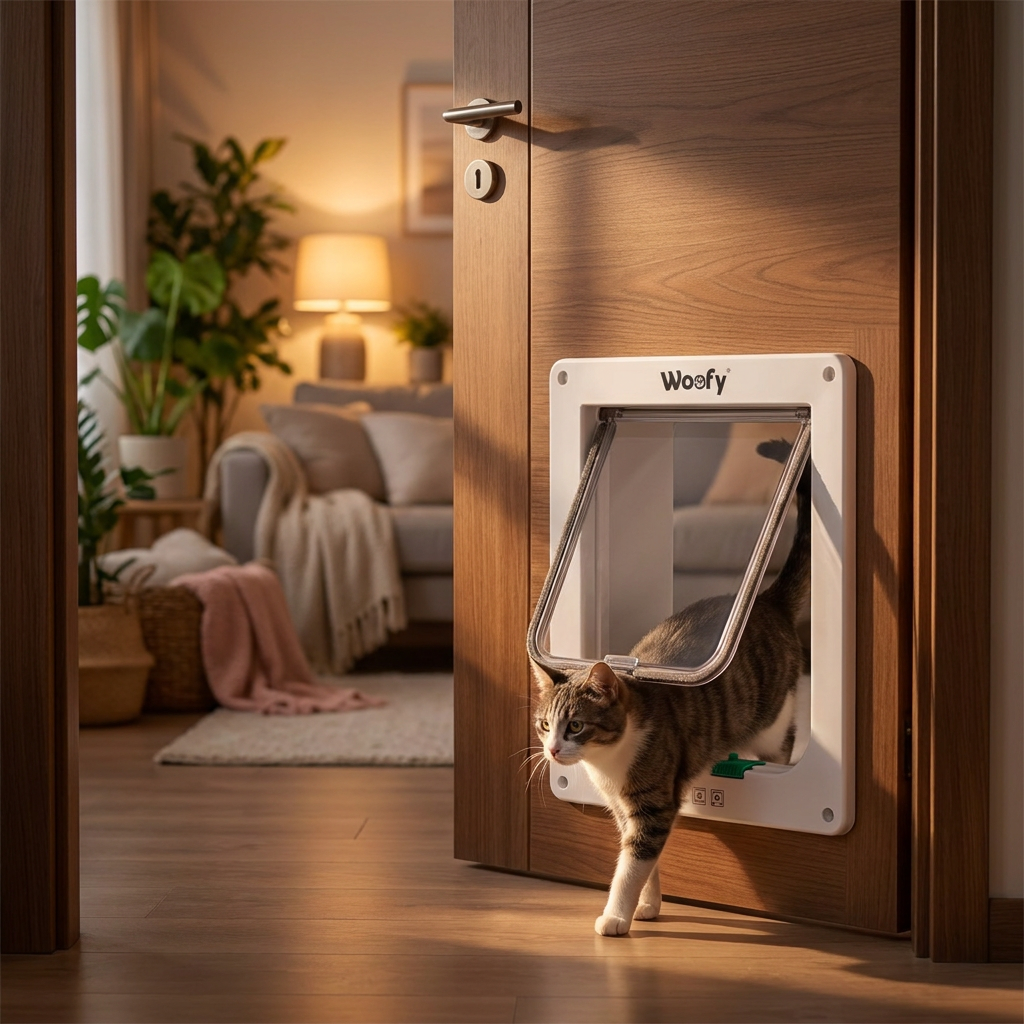 Woofy Drzwiczki wahadłowe dla kota i psa XL z zamkiem 4-way i uszczelką – czarne