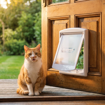 PetSafe Drzwiczki wahadłowe dla psa i kota do 18 kg, do drzwi drewnianych – białe