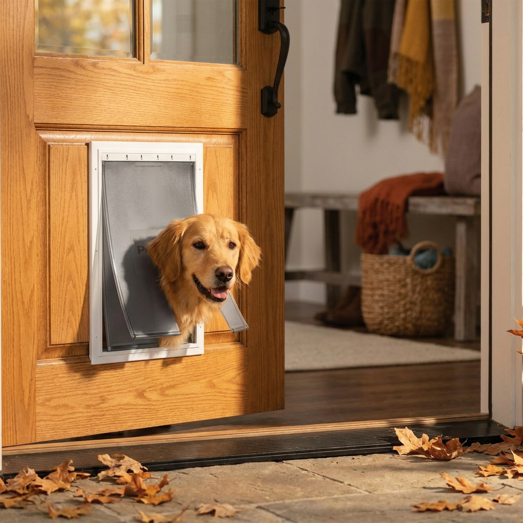 PetSafe drzwiczki dla psa i kota termoizolujące, aluminiowa rama, 28 x 40 cm, M – białe