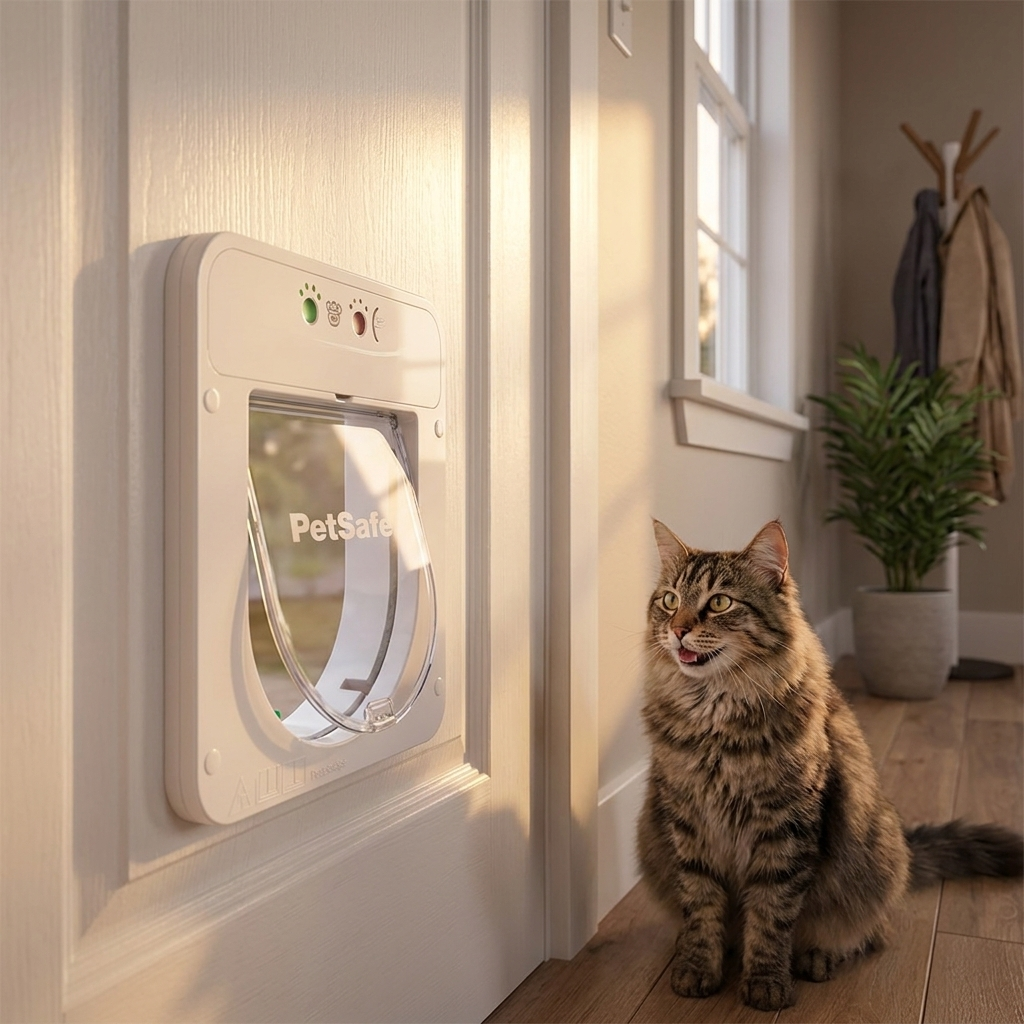 PetSafe drzwiczki dla kota z czytnikiem microchipów Petporte Smart Flap, do 7 kg – białe