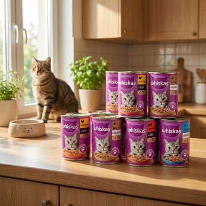 Whiskas mokra karma dla kota adult 24x400 g – puszki, mix 4 smaków, 9,6 kg