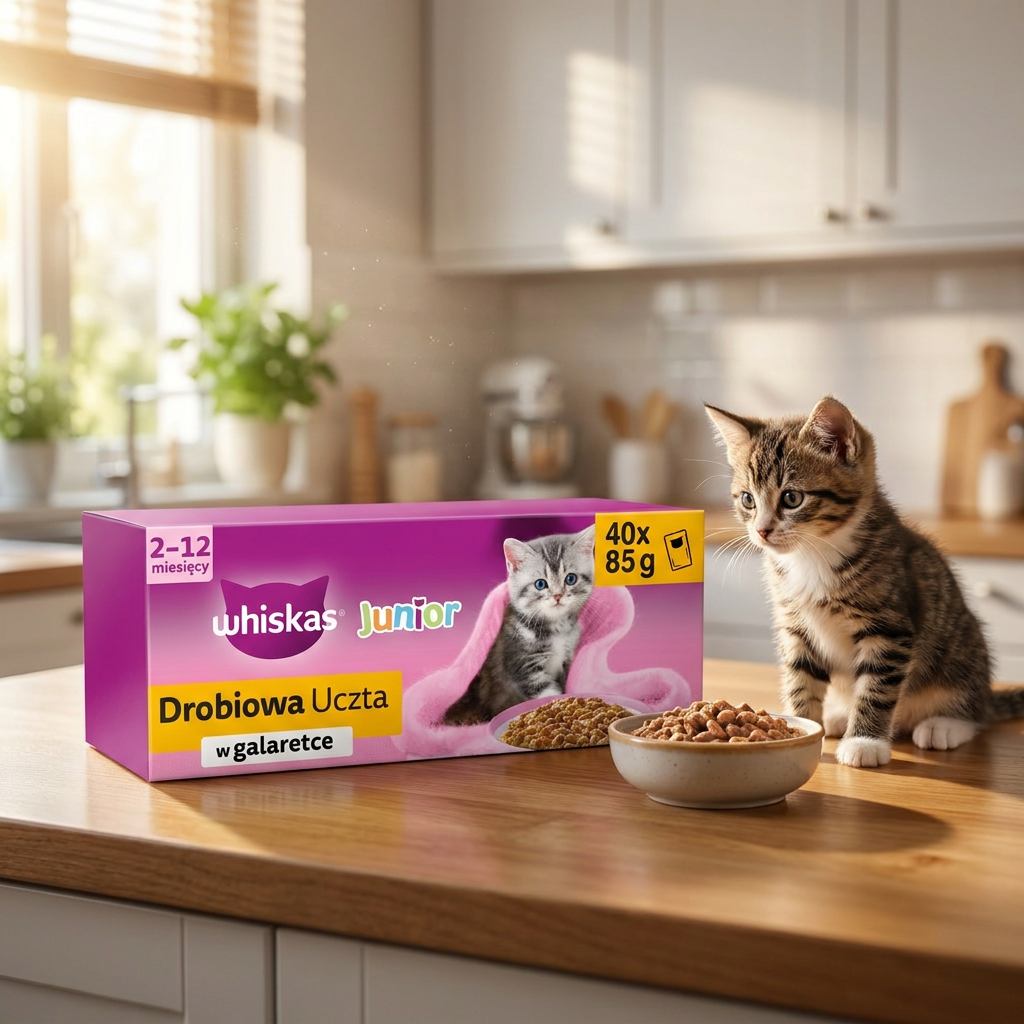 Whiskas Junior mokra karma dla kociąt w galaretce 40 x 85 g – drobiowa uczta, mix smaków