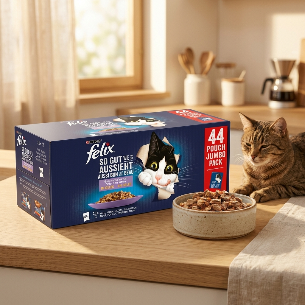 Felix Mokra karma dla kota w galaretce 44 x 85 g – bezzbożowa, mix mięsno-rybny