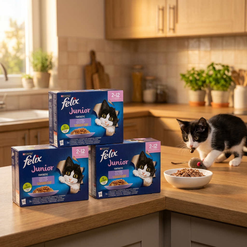 Felix Junior karma mokra dla kociąt 12 x 85 g – kawałeczki w galarecie, mix smaków